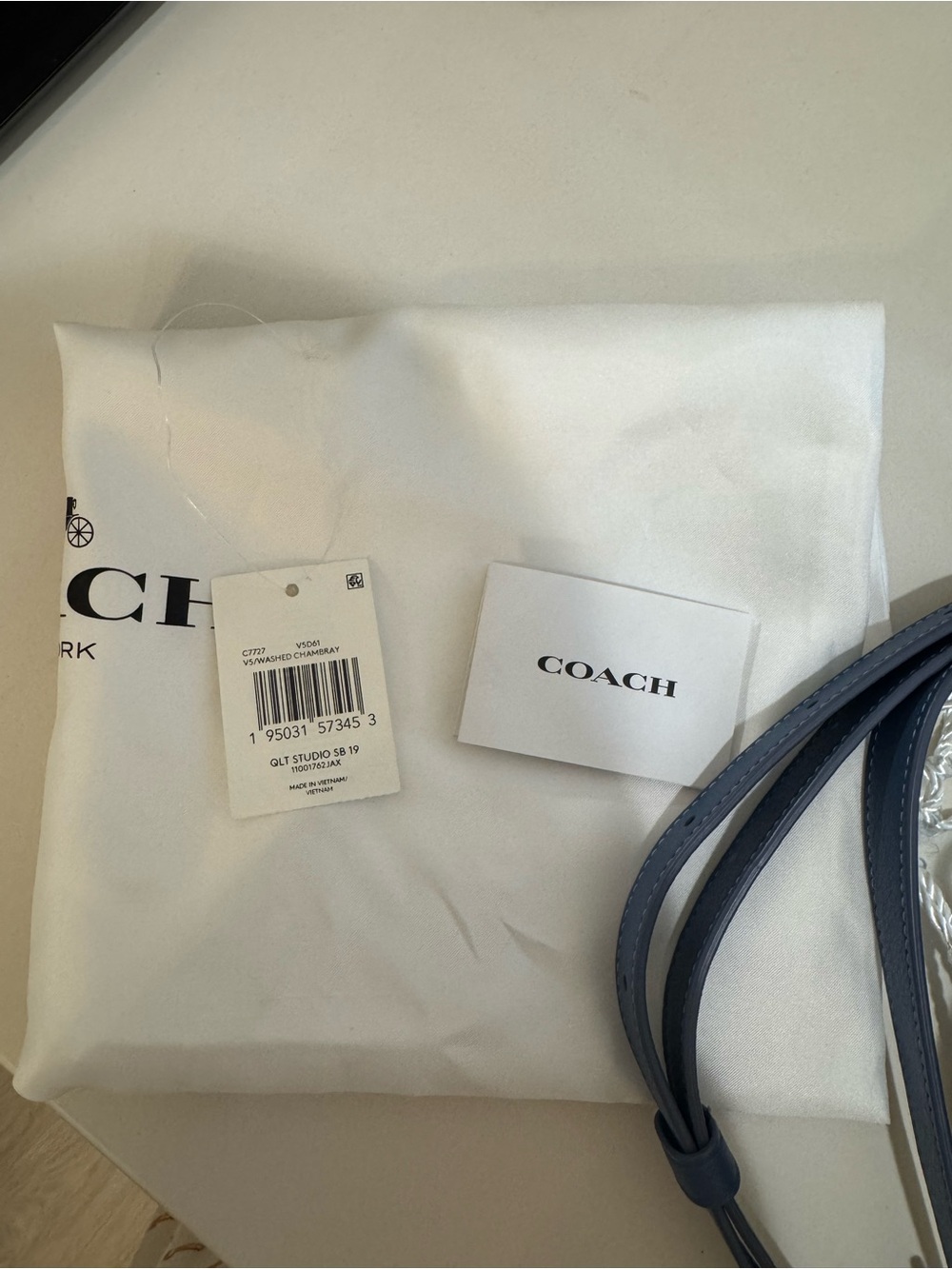 Coach Quilted Dusty Blue Mini Crossbody with 2 straps - Picture 8 of 8